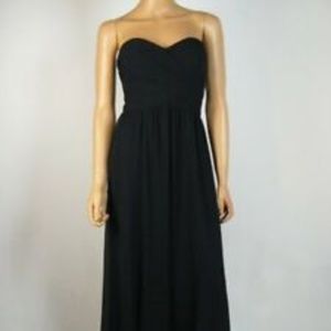 Black strapless chiffon long dress